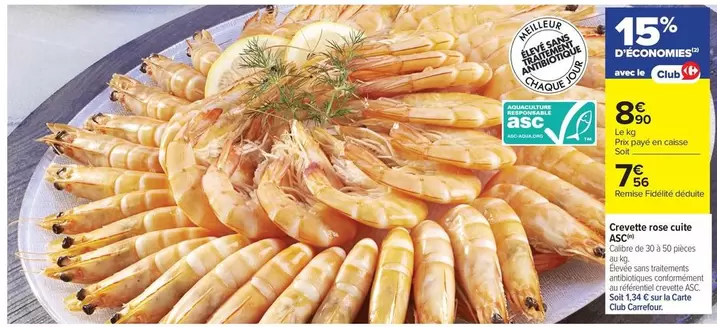 Carrefour - Crevette Rose Cuite offre à 8,9€ sur Carrefour