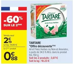 Danone - Tartare offre à 2,19€ sur Carrefour