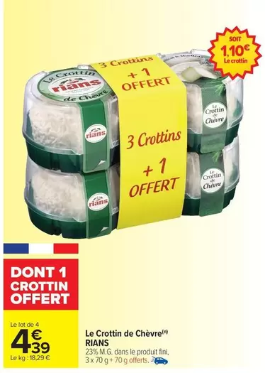 Rians - Le Crottin De Chevre offre à 4,39€ sur Carrefour Drive