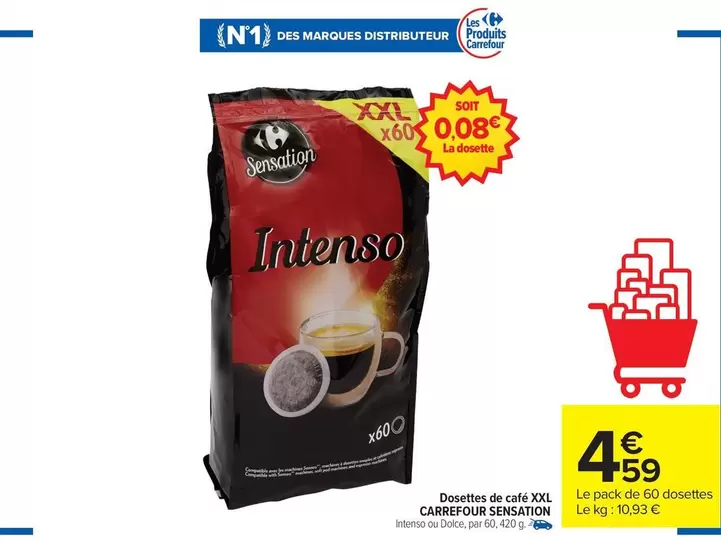 Carrefour - Dosettes De Café Xxl offre à 4,59€ sur Carrefour Drive