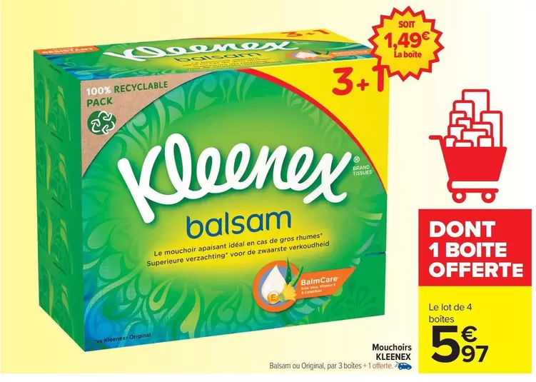Kleenex - Mouchoirs offre à 5,97€ sur Carrefour Drive