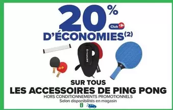Toplife - Sur Tous Les Accessoires De Ping Pong offre sur Carrefour Drive