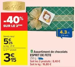 Esprit De Fête - Assortiment De Chocolats offre à 5,25€ sur Carrefour Drive