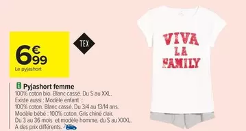 Tex - Pyjashort Femme offre à 6,99€ sur Carrefour Drive