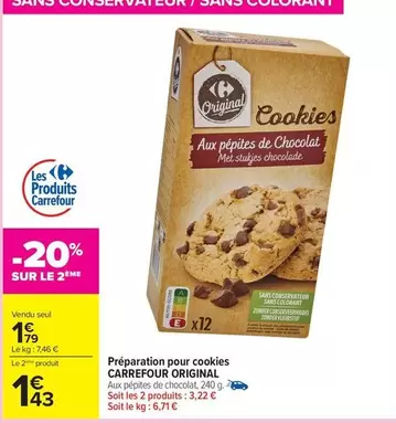 Carrefour - Préparation Pour Cookies Original offre à 1,79€ sur Carrefour Drive