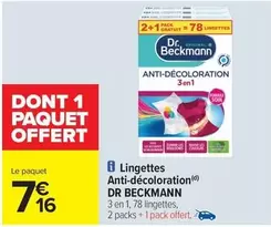 Dr. Beckmann - Lingettes Anti-décoloration offre à 7,16€ sur Carrefour Drive