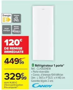 Dim - Réfrigérateur 1 Porte* offre à 329,99€ sur Carrefour Drive