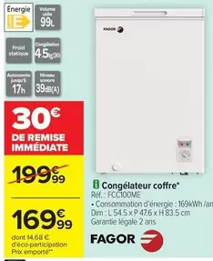 Fagor - Congelateur Coffre offre à 169,99€ sur Carrefour Drive