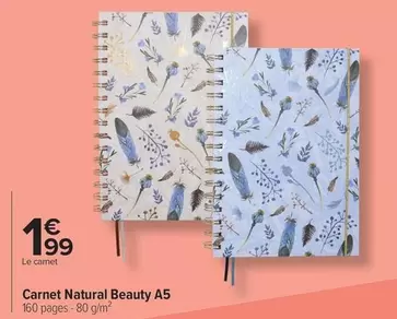 Carnet Natural Beauty A5 offre à 1,99€ sur Carrefour Drive