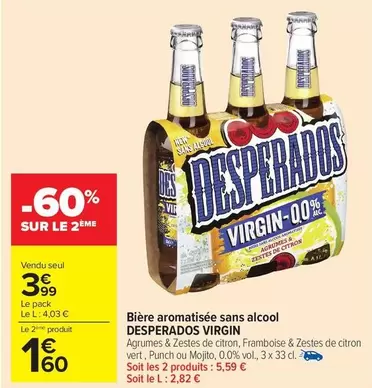 Desperados - Bière Aromatisée Sans Alcool Virgin offre à 3,99€ sur Carrefour Drive