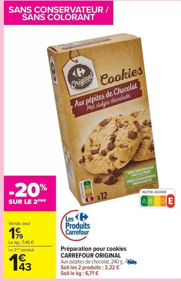 Carrefour - Préparation Pour Cookies offre à 1,79€ sur Carrefour Drive