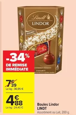 Lindt - Boules Lindor offre à 4,88€ sur Carrefour Drive