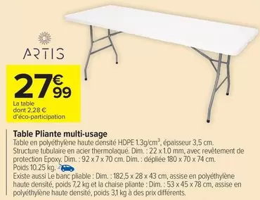 Artis - Table Pliante Multi-usage offre à 27,99€ sur Carrefour Drive