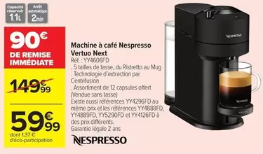Nespresso - Machine À Café  Vertuo Next offre à 59,99€ sur Carrefour Express