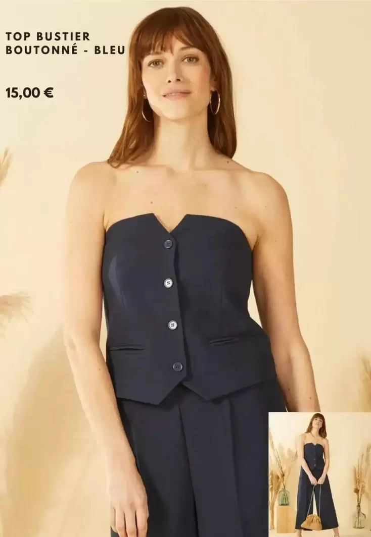 Top Bustier Boutonné offre à 15€ sur Kiabi