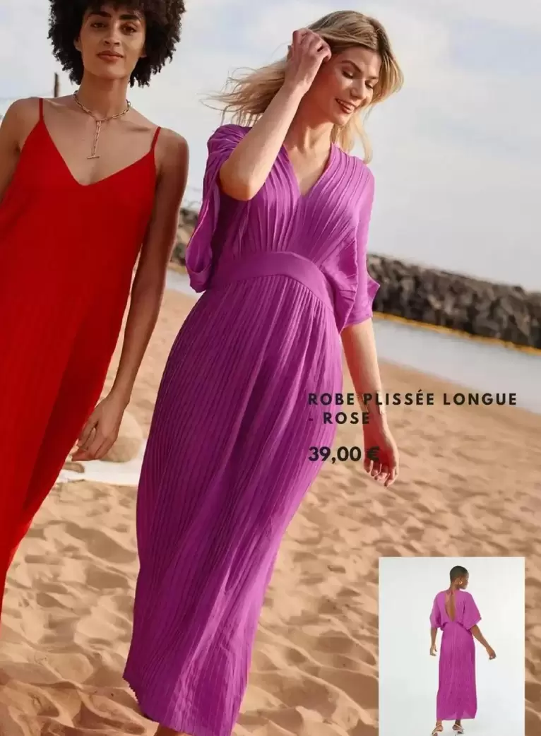 Robe Plissee Longue Ros offre à 39€ sur Kiabi