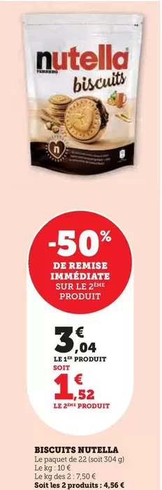 Nutella - Biscuits offre à 3,04€ sur Super U
