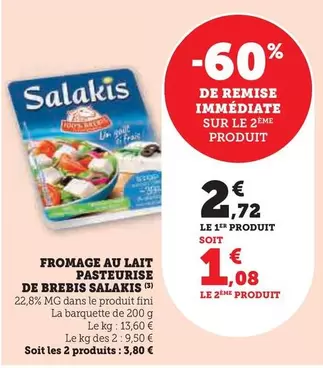 Salakis - Fromage Au Lait Pasteurise De Brebis offre à 2,72€ sur Super U