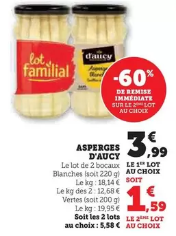 D'aucy - Asperges offre à 3,99€ sur Super U