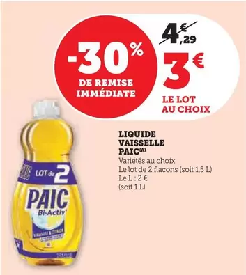Paic - Liquide Vaisselle offre à 3€ sur Super U