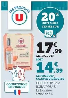 U - Corse AOP Rosé Isula Rosa offre à 17,99€ sur Super U