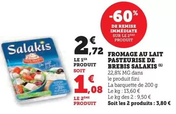 Salakis - Fromage Au Lait Pasteurise De Brebis offre à 2,72€ sur U Express