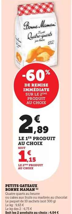 Bonne maman - Petits Gateaux offre à 2,89€ sur Super U