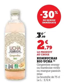 Ucha - Kombuchas Bio  offre à 2,79€ sur Super U