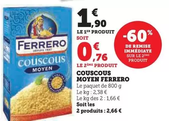 Ferrero - Couscous Moyen offre à 1,9€ sur Super U