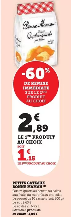 Bonne Maman - Petits Gateaux offre à 2,89€ sur Super U
