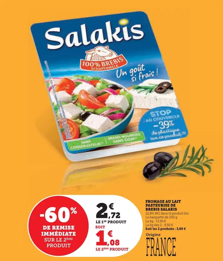 Salakis - Fromage Au Lait Pasteurise De Brebis offre à 2,72€ sur U Express