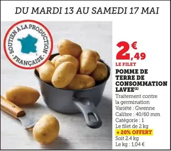 Pomme De Terre De Consommation Lavee offre à 2,49€ sur U Express