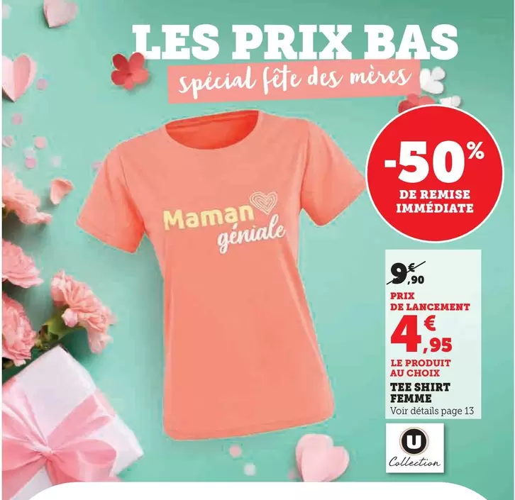 U - Tee Shirt Femme offre à 4,95€ sur Hyper U