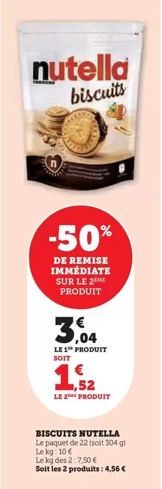 Nutella - Biscuits offre à 3,04€ sur Super U