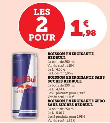 Red Bull - Boisson Energisante  offre à 1,98€ sur Super U