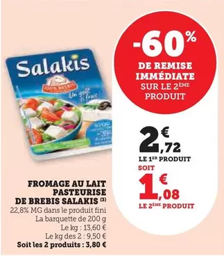 Salakis - Fromage Au Lait Pasteurise De Brebis offre à 2,72€ sur Super U