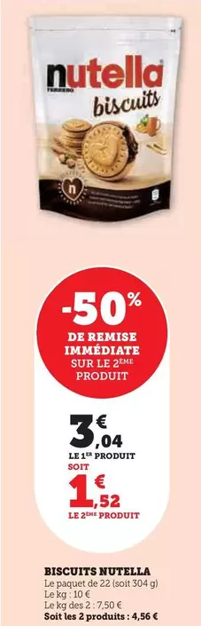 Nutella - Biscuits offre à 3,04€ sur Super U