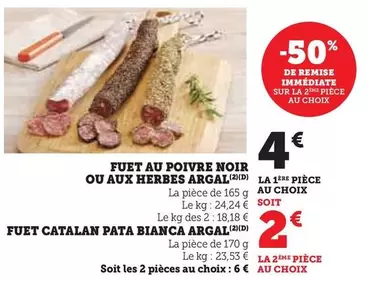 Argal - Fuet Au Poivre Noir Ou Aux Herbes offre à 4€ sur U Express