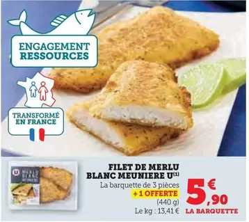 U - Filet De Merlu Blanc Meuniere offre à 5,9€ sur U Express