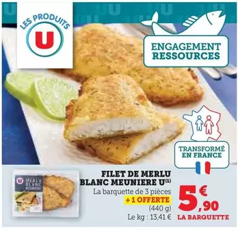 U - Filet De Merlu Blanc Meuniere offre à 5,9€ sur U Express