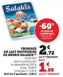 Salakis - Fromage Au Lait Pasteurise De Brebis offre à 2,72€ sur U Express