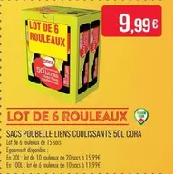 Cora - Sacs Poubelle Liens Coulissants 50l offre à 9,99€ sur Supermarché Match