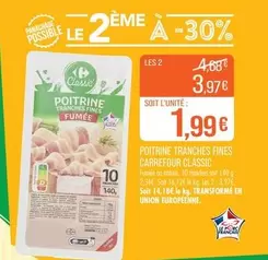 Carrefour - Poitrine Tranches Fines Classic offre à 1,99€ sur Supermarché Match