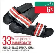 Mules De Plage Bandeau Homme offre à 6€ sur Supermarché Match