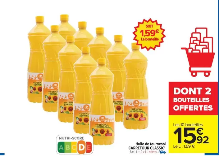 Carrefour - Huile De Tournesol Classic offre à 15,92€ sur Carrefour Market