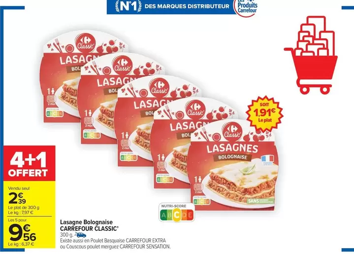 Carrefour - Lasagne Boulangiside Classic offre à 2,39€ sur Carrefour Market