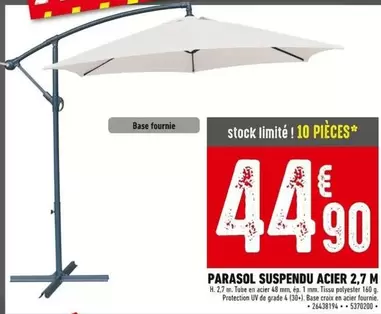 Parasol Suspendu Acier 2,7 M offre à 44,9€ sur Batkor