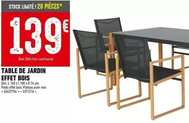 Table De Jardin Effet Bois  offre à 139€ sur Batkor