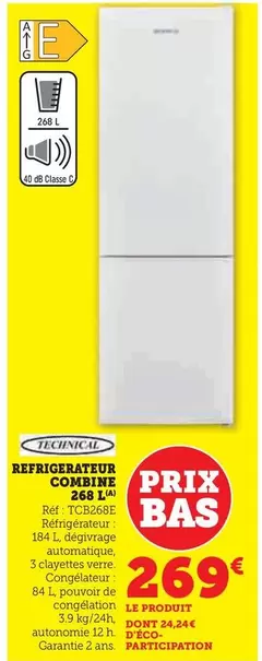 Technical - Refrigerateur Combine 268L offre à 269€ sur Super U