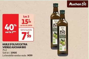 Auchan - Huile D'Olive Extra Vierge Bio offre à 9,99€ sur Auchan Hypermarché